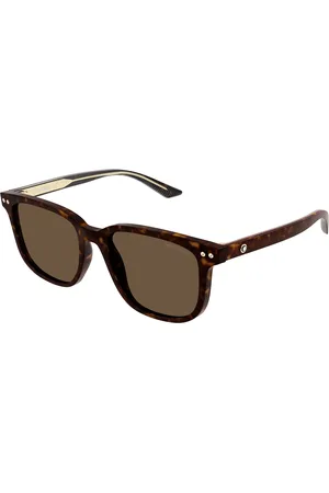 Montblanc Uomo MB0258SA 002 Occhiali da sole Acetato Marrone Squadrata
