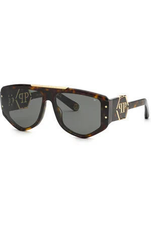 Philipp Plein Uomo SPP093M PLEIN EGO 722 Occhiali da sole Acetato Grigio Geometrica Normale