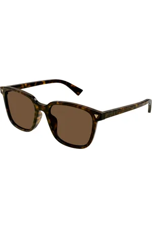 Bottega Veneta Unisex BV1255SA 002 Occhiali da sole Acetato Marrone Squadrata Normale