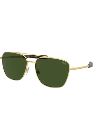 Ralph Lauren Uomo PH3147 941171 Occhiali da sole Metallo Verde Pilot Normale