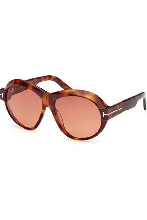 Tom Ford Donna FT1113 INGER 53T Occhiali da sole Acetato Bordeaux Rotonda Normale