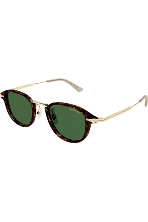 Montblanc Uomo MB0336S 002 Occhiali da sole Iniettato Verde Rotonda