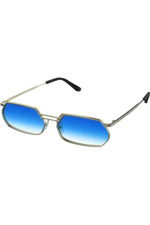 XLAB Unisex BOROCAY Occhiali da sole Metallo Azzurro Squadrata Sfumato