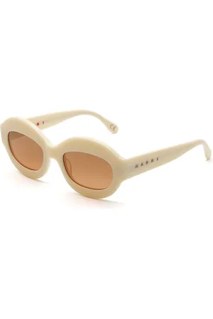 Marni Unisex Ik Kil Cenote Panna 01U Occhiali da sole Acetato Marrone Oversize Normale