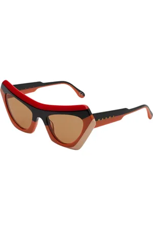Marni Unisex Devil s Pool Stripes Orange P1N Occhiali da sole Acetato Arancione Cat Eye Normale
