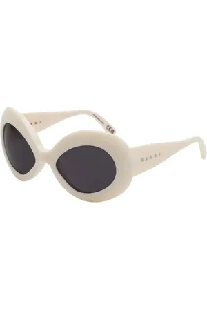 Marni Unisex Lake Of Fire Off-White 71D Occhiali da sole Acetato Grigio Oversize Normale