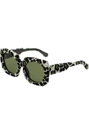 Marni Unisex Jellyfish Lake Tulliana Leopard DM1 Occhiali da sole Acetato Verde Squadrata Normale