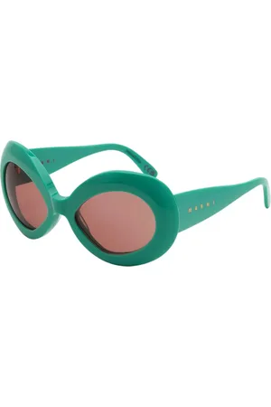 Marni Unisex Lake Of Fire Teal 40F Occhiali da sole Acetato Marrone Oversize Normale