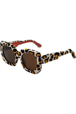 Marni Unisex Jellyfish Lake Delacouri Leopard 0ZT Occhiali da sole Acetato Marrone Squadrata Normale
