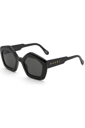 Marni Unisex Laughing Waters Black RQ3 Occhiali da sole Acetato Grigio Geometrica Normale