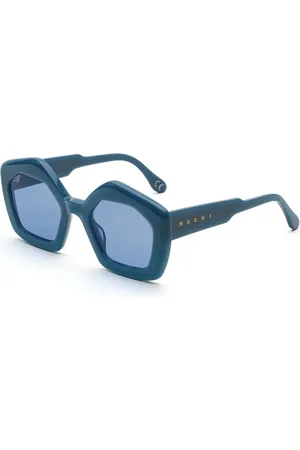 Marni Unisex Laughing Waters Blue LP4 Occhiali da sole Acetato Geometrica Normale
