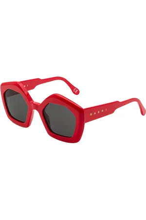 Marni Unisex Laughing Waters Bordeaux LUU Occhiali da sole Acetato Grigio Geometrica Normale
