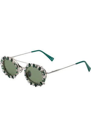 Marni Unisex Waitomo Silver NZ9 Occhiali da sole Metallo Verde Rotonda Normale