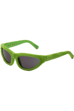 Marni Unisex Mavericks Furry Green 54N Occhiali da sole Acetato Grigio Avvolgente Normale
