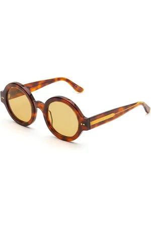 Marni Unisex Nakagin Tower Blonde VQA Occhiali da sole Acetato Marrone Rotonda Normale