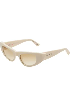 Marni Unisex Netherworld Off-White 8FP Occhiali da sole Acetato Marrone Cat Eye Normale Sfumato