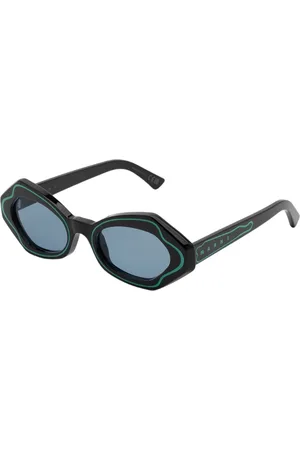 Marni Unisex Unlahand Black/Green AAP Occhiali da sole Acetato Grigio Rotonda Normale