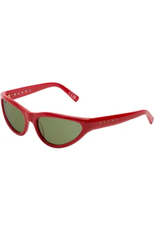 Marni Unisex Mavericks Solid Red I8U Occhiali da sole Acetato Verde Avvolgente Normale