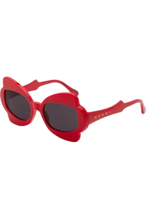 Marni Unisex Monumental Gate Red XJB Occhiali da sole Acetato Grigio Geometrica Normale
