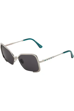 Marni Unisex Unila Valley cod.colore Silver Teal PO6 Occhiali da sole Metallo Grigio Squadrata Normale
