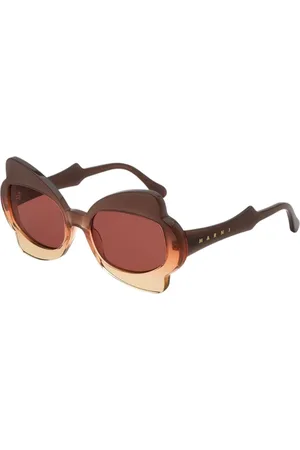 Marni Unisex Monumental Gate Brown Fade H29 Occhiali da sole Acetato Geometrica Normale