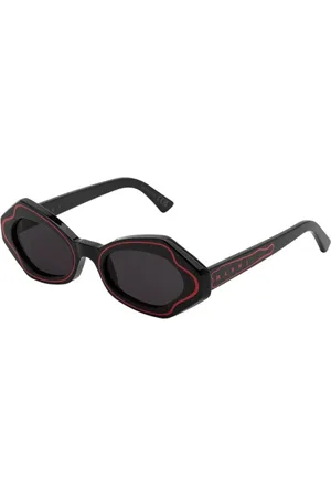 Marni Unisex Unlahand Black/Red N9L Occhiali da sole Acetato Grigio Rotonda Normale