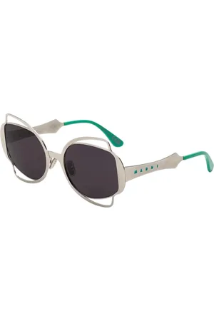 Marni Unisex Route Of The Sun Silver J2K Occhiali da sole Metallo Grigio Geometrica Normale