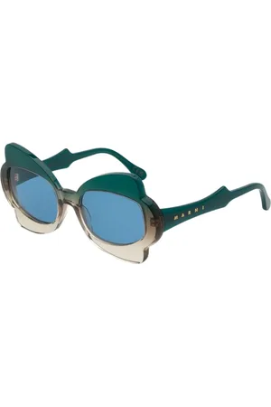 Marni Unisex Monumental Gate Green Fade R3P Occhiali da sole Acetato Azzurro Geometrica Normale