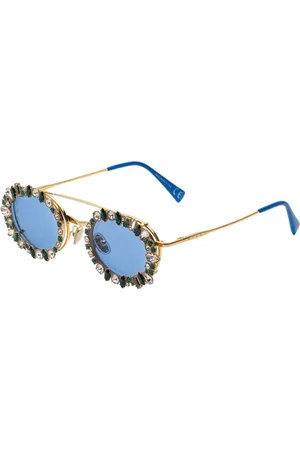 Marni Unisex Waitomo Gold A5C Occhiali da sole Metallo Azzurro Rotonda Normale