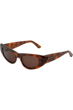 Marni Unisex Netherworld 9U7 Occhiali da sole Acetato Marrone Cat Eye Normale