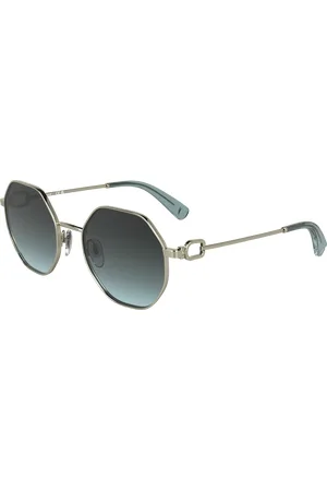 Longchamp Donna LO179S 729 Occhiali da sole Metallo Grigio Rotonda Normale Sfumato