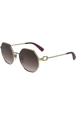Longchamp Donna LO179S 724 Occhiali da sole Metallo Marrone Rotonda Normale Sfumato