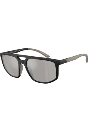 Emporio Armani Uomo EA4248U 50016G Occhiali da sole Iniettato Grigio Pilot Specchiate