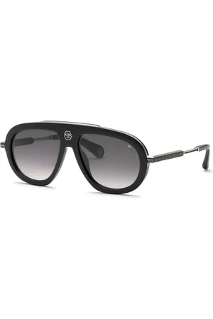 Philipp Plein Uomo SPP151V PLEIN LEGACY 700Y Occhiali da sole Acetato Fumo Pilot Normale Sfumato