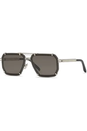 Philipp Plein Uomo SPP131 PLEIN LEGACY 0K07 Occhiali da sole Metallo Fumo Geometrica Normale