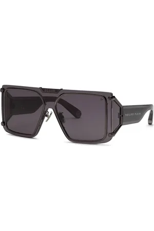 Philipp Plein Uomo SPP096M PLEIN REVOLUTION 0I86 Occhiali da sole Iniettato Fumo Maschera Normale