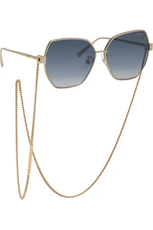 Chopard Donna IKCHL28 08FE Occhiali da sole Metallo Blu Geometrica Antiriflesso Sfumato