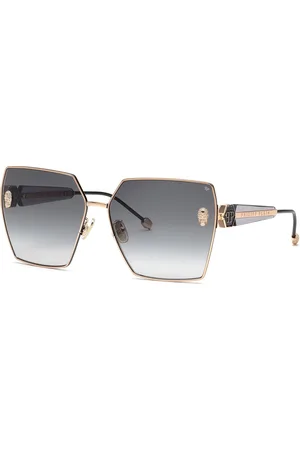 Philipp Plein Donna SPP122S PLEIN QUEEN 02AM Occhiali da sole Metallo Fumo Geometrica Normale Sfumato