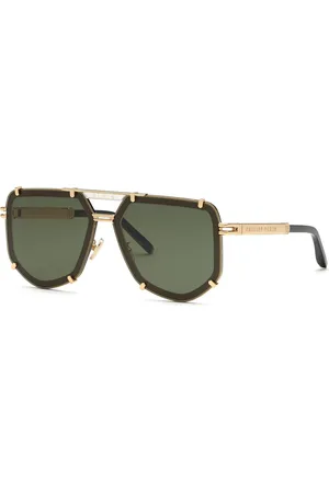 Philipp Plein Uomo SPP132 PLEIN LEGACY 301Y Occhiali da sole Metallo Grigio Geometrica Antiriflesso
