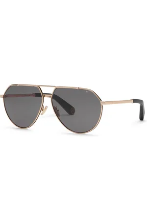 Philipp Plein Uomo SPP007V PLEIN SIGNATURE 302F Occhiali da sole Metallo Fumo Geometrica Normale