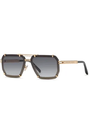Philipp Plein Uomo SPP131 PLEIN LEGACY 301 Occhiali da sole Metallo Fumo Geometrica Normale Sfumato