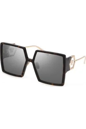 Philipp Plein Donna SPP028M PLEIN DIVA 722X Occhiali da sole Acetato Grigio Squadrata Antiriflesso Specchiato