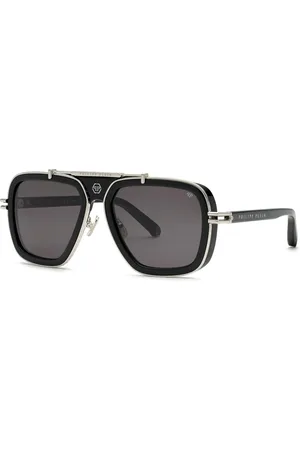 Philipp Plein Uomo SPP109M PLEIN ICON 700 Occhiali da sole Metallo Fumo Squadrata Normale