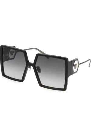 Philipp Plein Donna SPP028M PLEIN DIVA 700 Occhiali da sole Acetato Grigio Squadrata Antiriflesso Sfumato