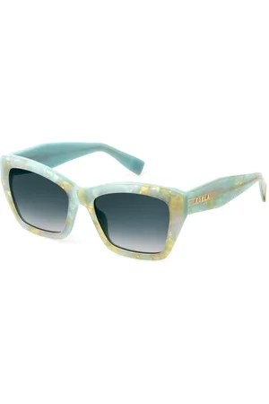 Furla Donna SFU778 9000000 Occhiali da sole Acetato Blu Squadrata Normale Sfumato