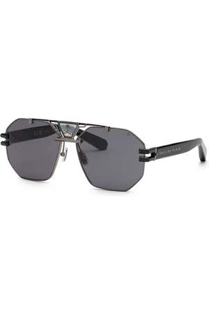Philipp Plein Uomo SPP077V PLEIN ICON 0K59 Occhiali da sole Metallo Fumo Geometrica Normale
