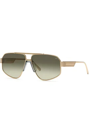 Philipp Plein Uomo SPP106M PLEIN ROCK SUPERHEROLEIN 08FF Occhiali da sole Metallo Verde Geometrica Normale Sfumato