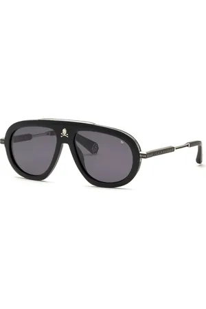 Philipp Plein Uomo SPP151W PLEIN LEGACY 703 Occhiali da sole Acetato Fumo Pilot Normale