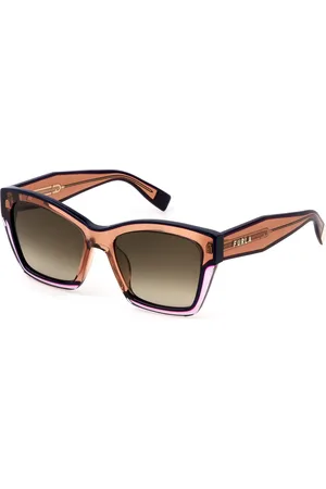 Furla Donna SFU778V 06EP Occhiali da sole Acetato Marrone Squadrata Normale Sfumato