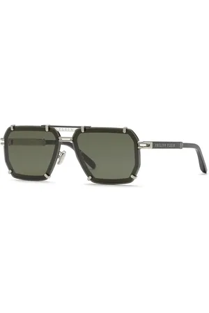 Philipp Plein Uomo SPP131 PLEIN LEGACY 583X Occhiali da sole Metallo Grigio Geometrica Antiriflesso